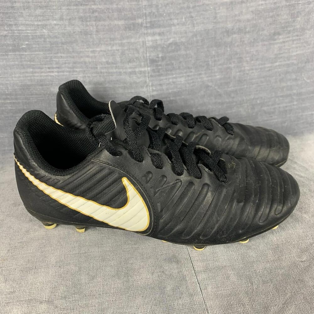 Nike Tiempo Youth 4Y Black White Gold Soccer Cleats 2017 897731-002